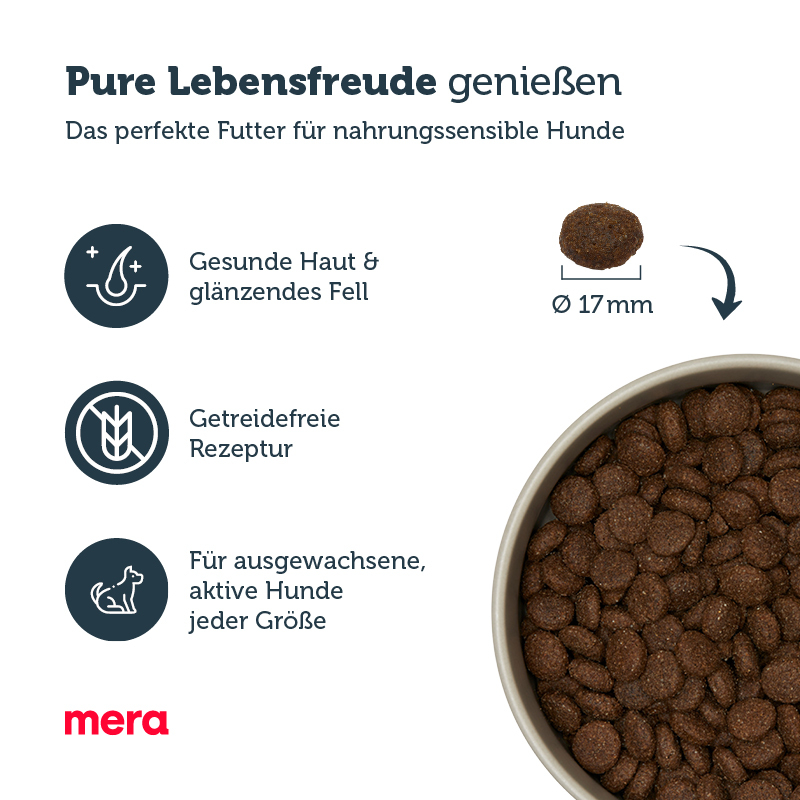 MERA Hundetrockenfutter MERA pure sensitive Adult Lamm & Reis 12,5 kg