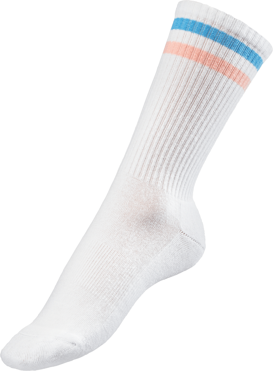 Crew Socken mit Ringeln, weiß & apricot, Gr. 35-38, 1 St