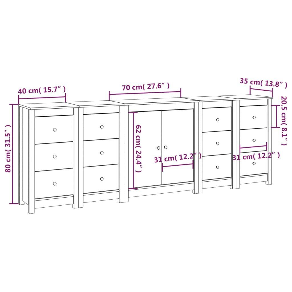 vidaXL Sideboard Sideboard 230x35x80 cm Massivholz Kiefer (1 St)