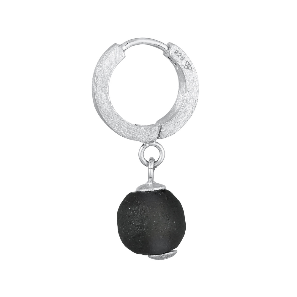 KUZZOI KUZZOI Boucles d'Oreilles Hommes Créoles Rond Single Pièce avec perle de verre en Boucles d'oreilles