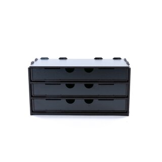 Black Paint Rack: Schrank mit 3 langen Schubladen