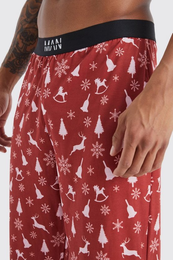 Loungewear-Hose mit Weihnachtsbaum-Print