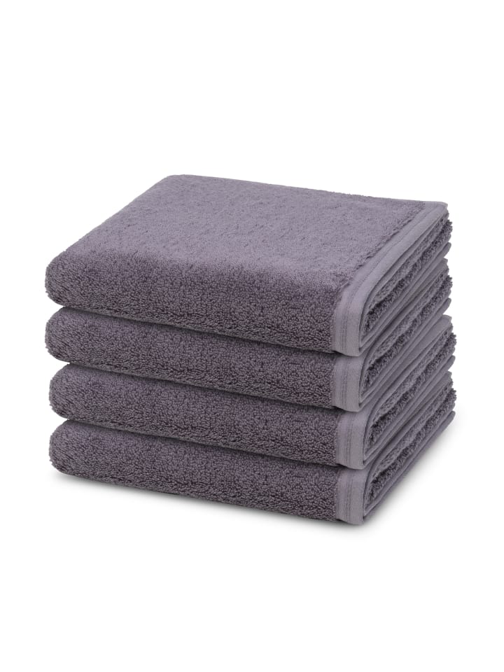Vossen 4 X Handtuch im Set Vegan Life in Dunkelgrau günstig kaufen 50 x 100 cm