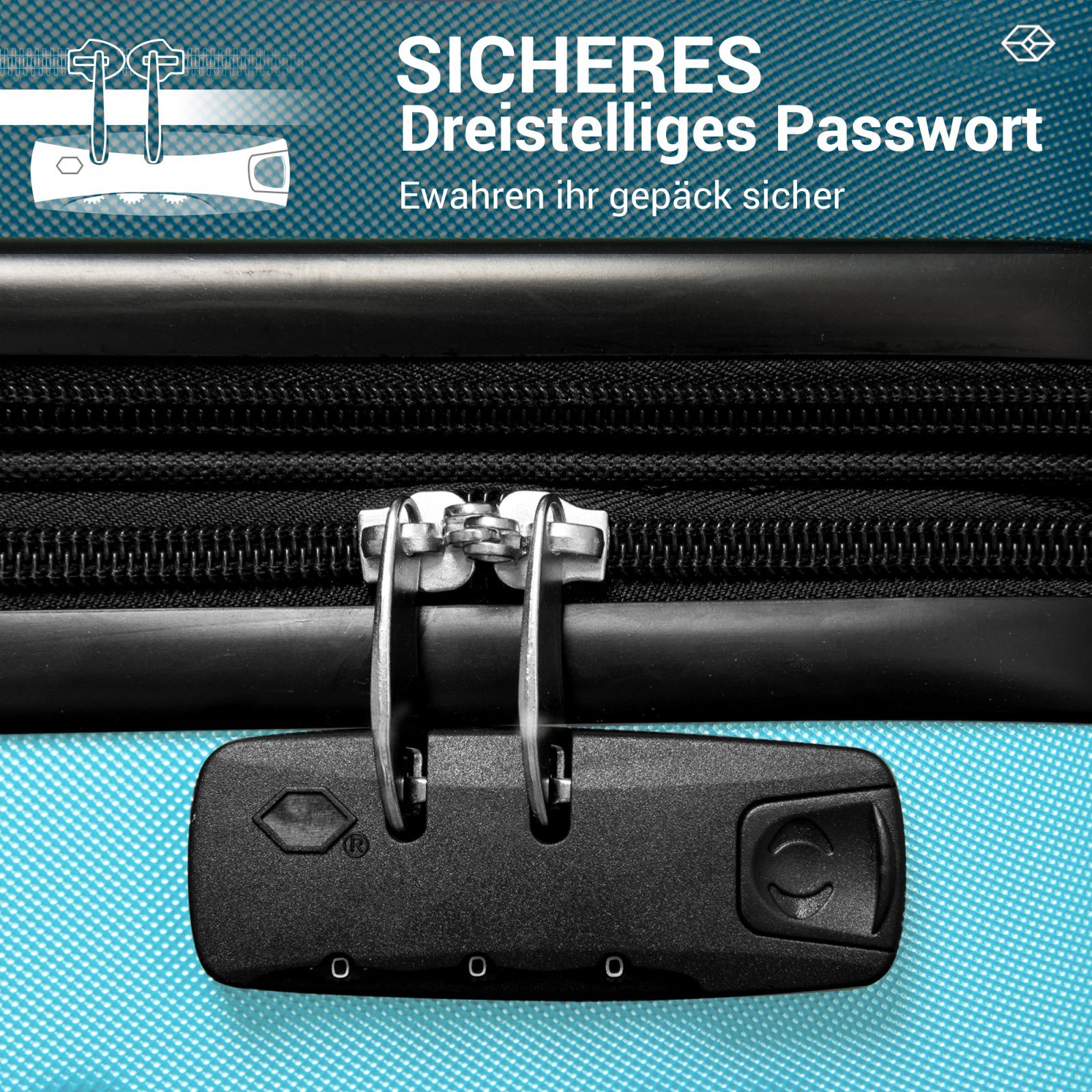SEEZSSA Trolleyset Hartschalen 3er Kofferset Rollkoffer Reisekoffer Vergrößerbares Gepäck, mit TSA Schloss und 4 Rollen mit Hartschalenkoffer Koffer Set M L XL