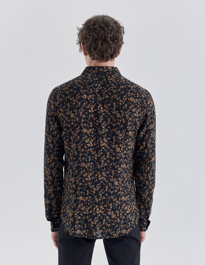 Chemise SLIM noire LENZING™ ECOVERO™ motif fleurs cappuccino Homme