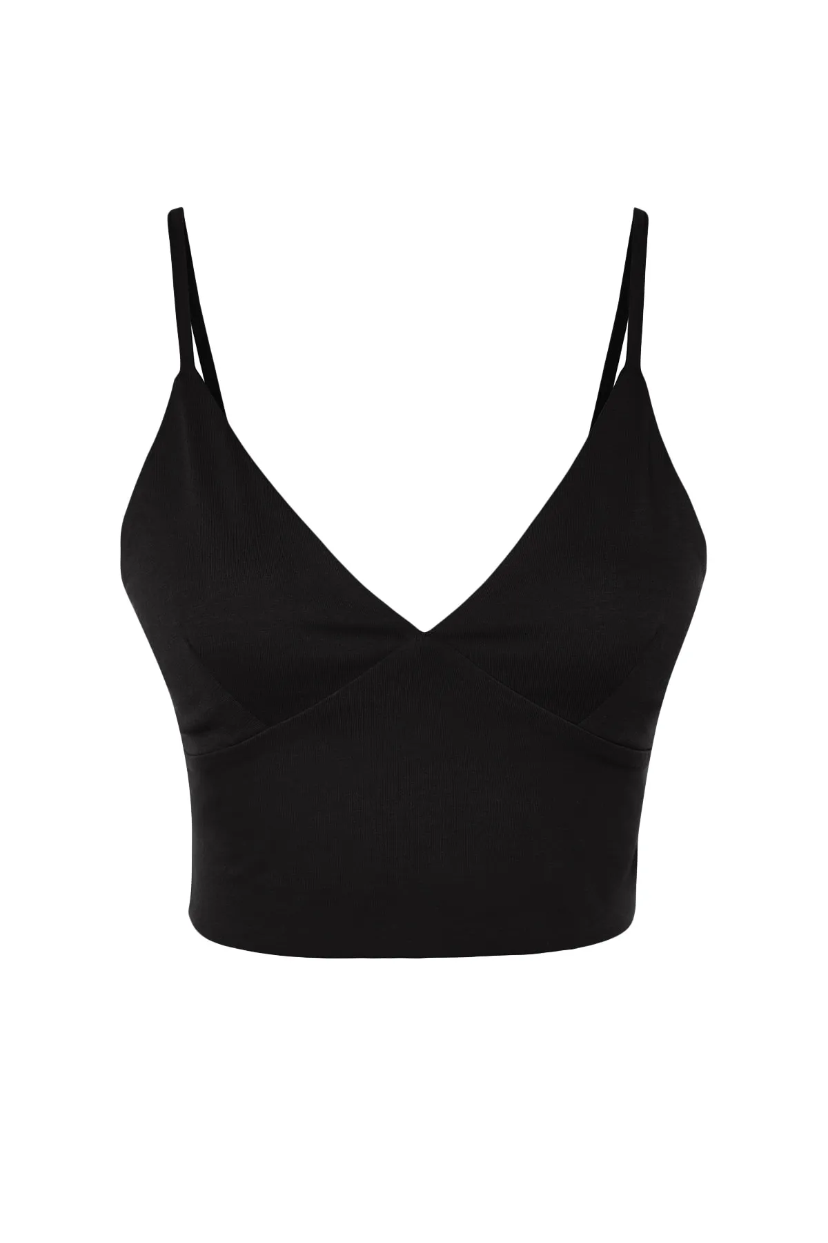 Trendyol Collection  Flexibles Strick-Bustier mit schwarzen Baumwollträgern und V-Ausschnitt TWOSS23BS00021