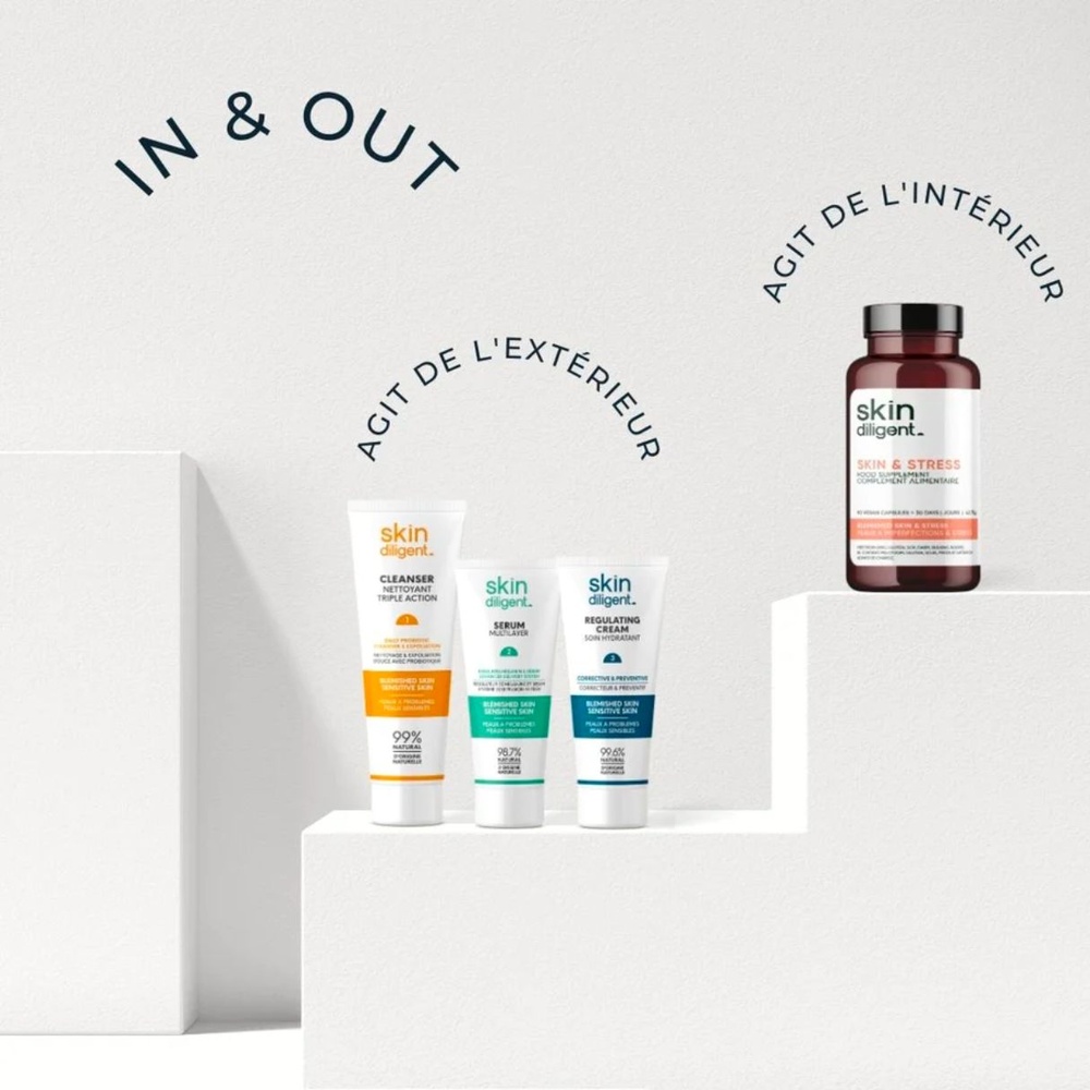 skin diligent Coffret Acne-Prone Skin In & Out: Skincare & Complément Alimentaire
