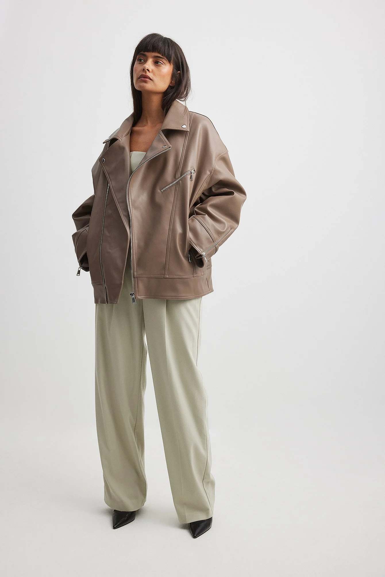 Übergroße PU-Jacke