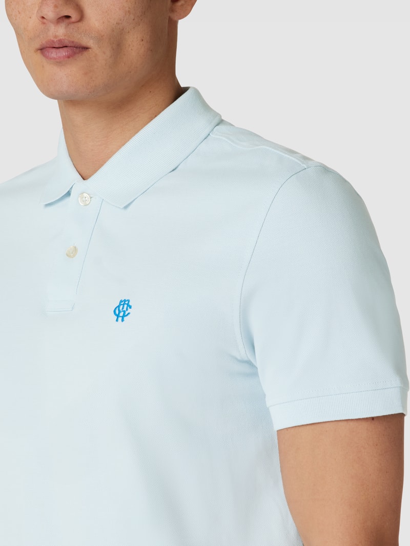 Poloshirt mit Logo-Stitching in hellblau
