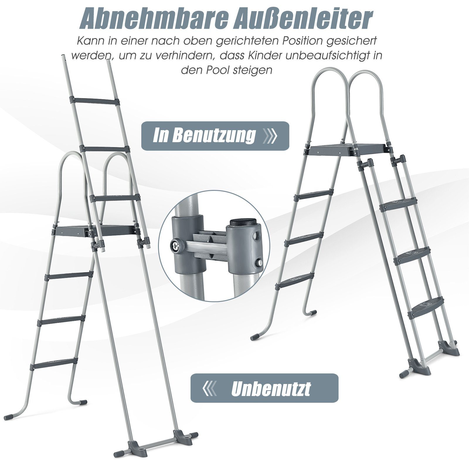 COSTWAY Poolleiter 4-Stufige Sicherheitsleiter, für Pools von 122 cm Höhe