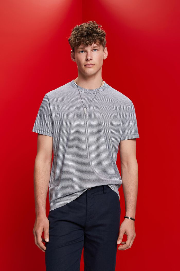 Gestreiftes Jersey T-Shirt, Baumwolle-Leinen-Mix