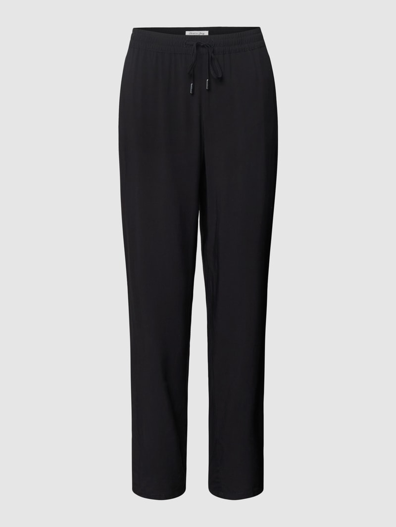 Stoffhose aus reiner Viskose mit Tunnelzug in schwarz
