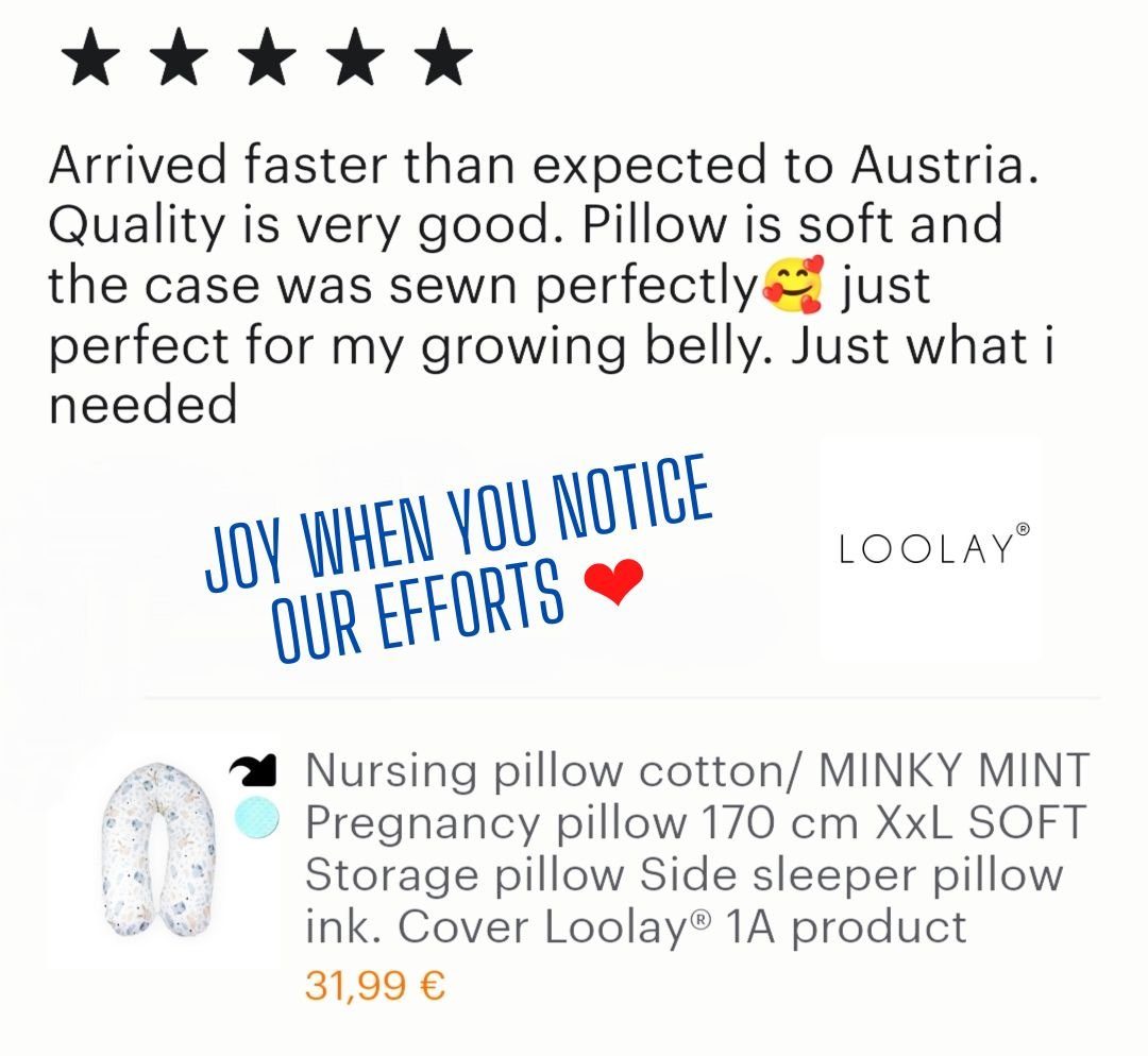 Loolay Stillkissen MINKY/ Baumwolle Stillkissen 170 cm XXL Seitenschläferkissen mit Bezug, MINKY MINZE/ verschiedene Baumwolle MUSTERN, Bezug abnehmbar mit Reißverschluss!, 100% Europäische Stoffe und Kleinserien-Nähen