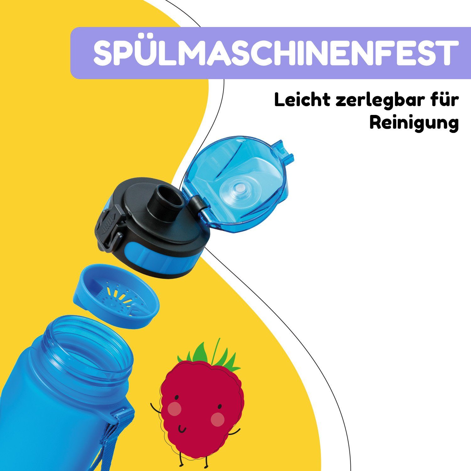 Klarstein Trinkflasche 0, Kinderflasche 500 ml Kindergarten Outdoor Schule Sport