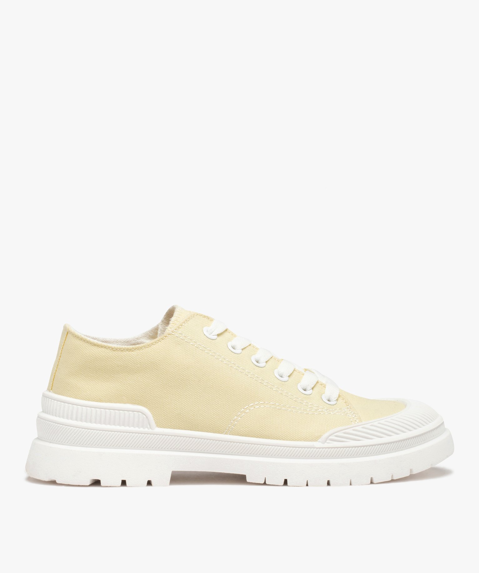 Baskets femme crantées en toile unie – Banana Moon jaune | GEMO