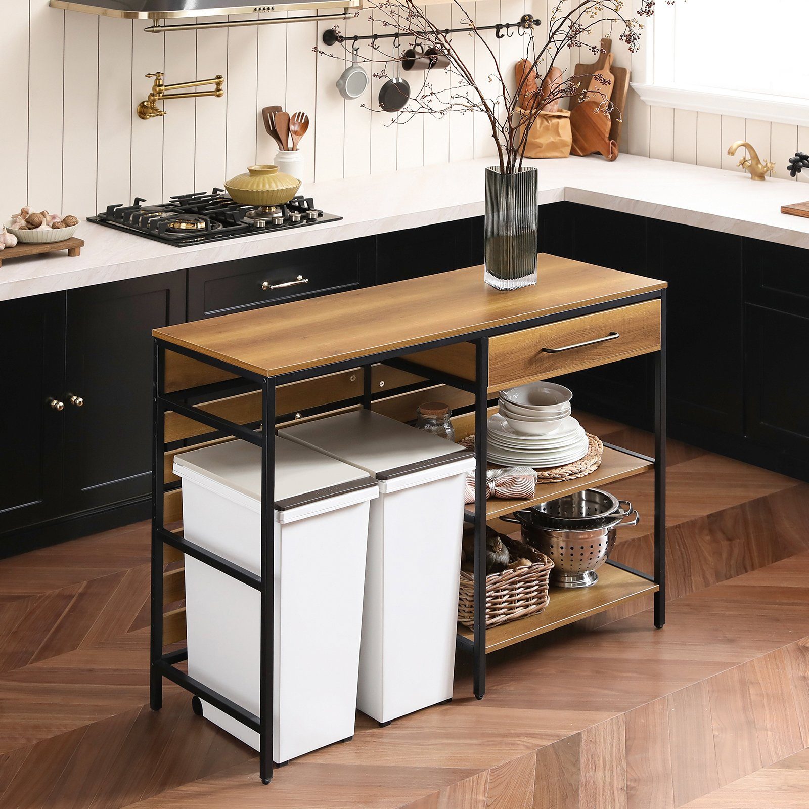 SoBuy Küchenbuffet FSB71 Sideboard mit 1 Schublade und 2 offnen Ablagen Küchenschrank