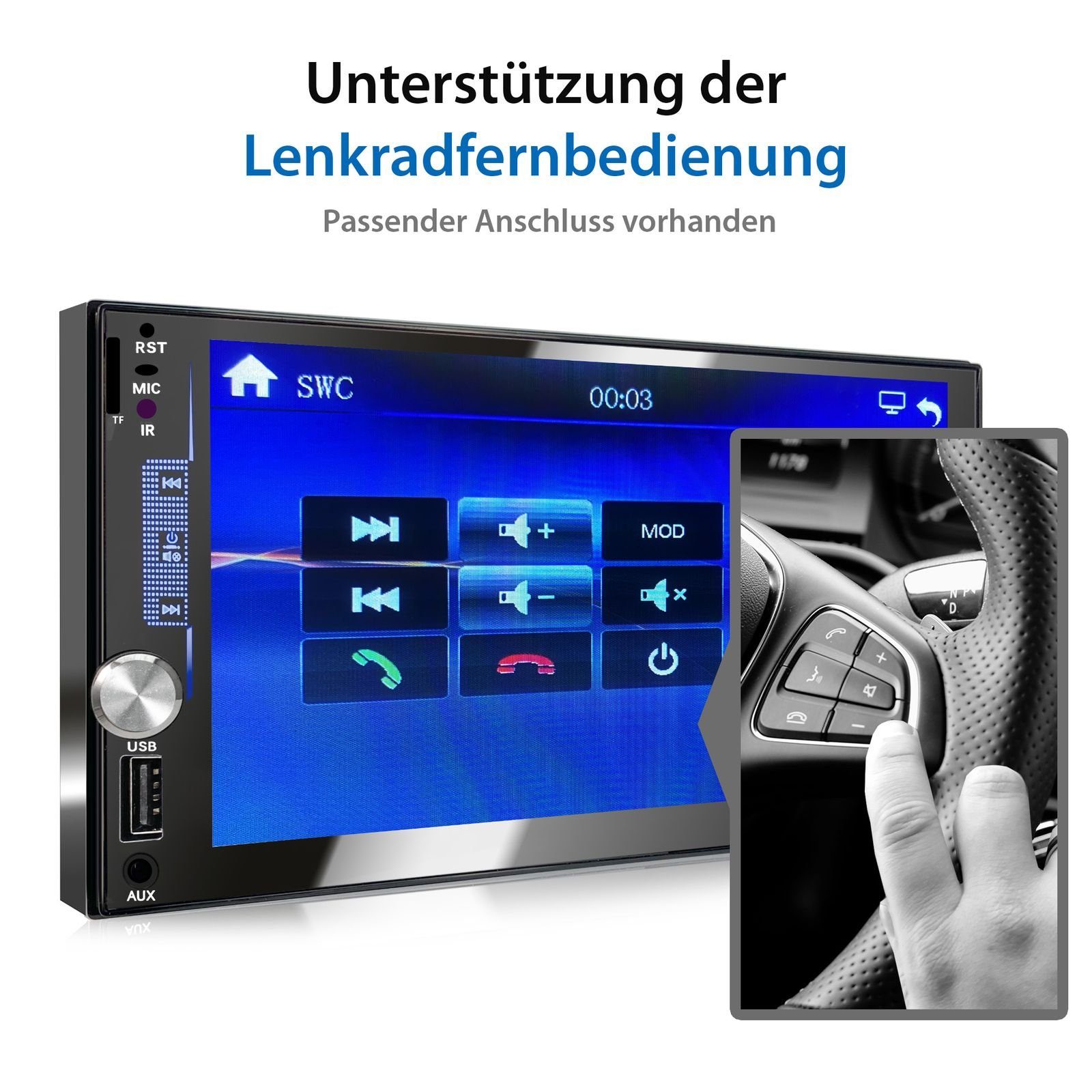 XOMAX XM-2V784D Autoradio mit DAB+ plus, 7 Zoll Bildschirm Bluetooth, 2 DIN Autoradio