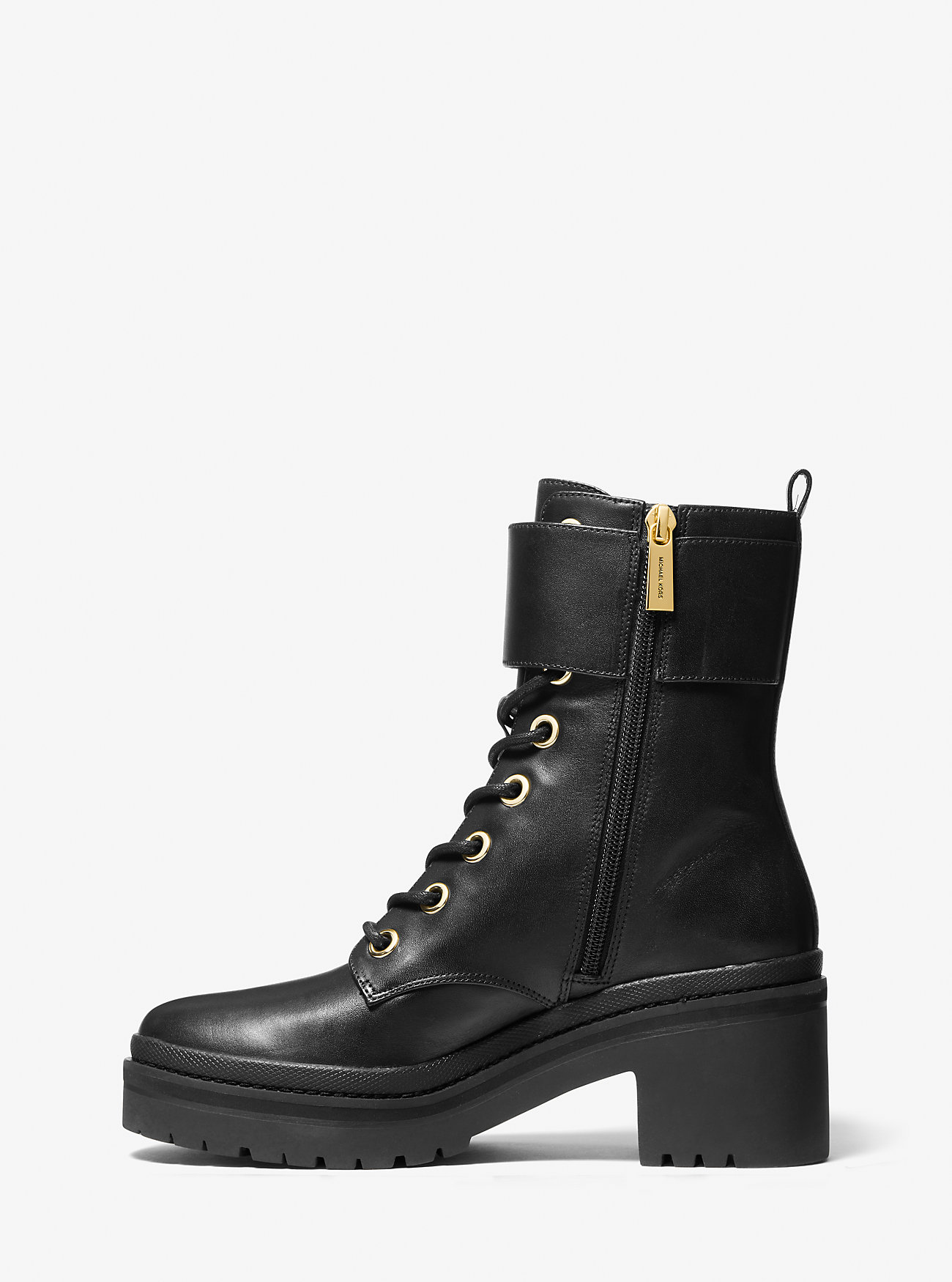 Rory Leather Combat Boot - BLACK