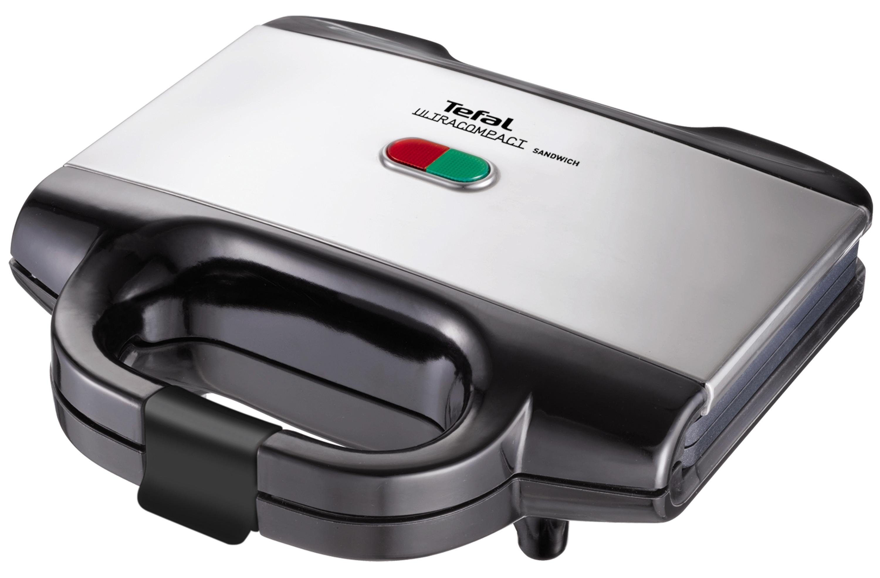 Tefal Sandwichmaker ULTRACOMPACT SM 1552, 700 W, 2 Sandwiches, 700W, Edelstahl, Antihaftbeschichtung