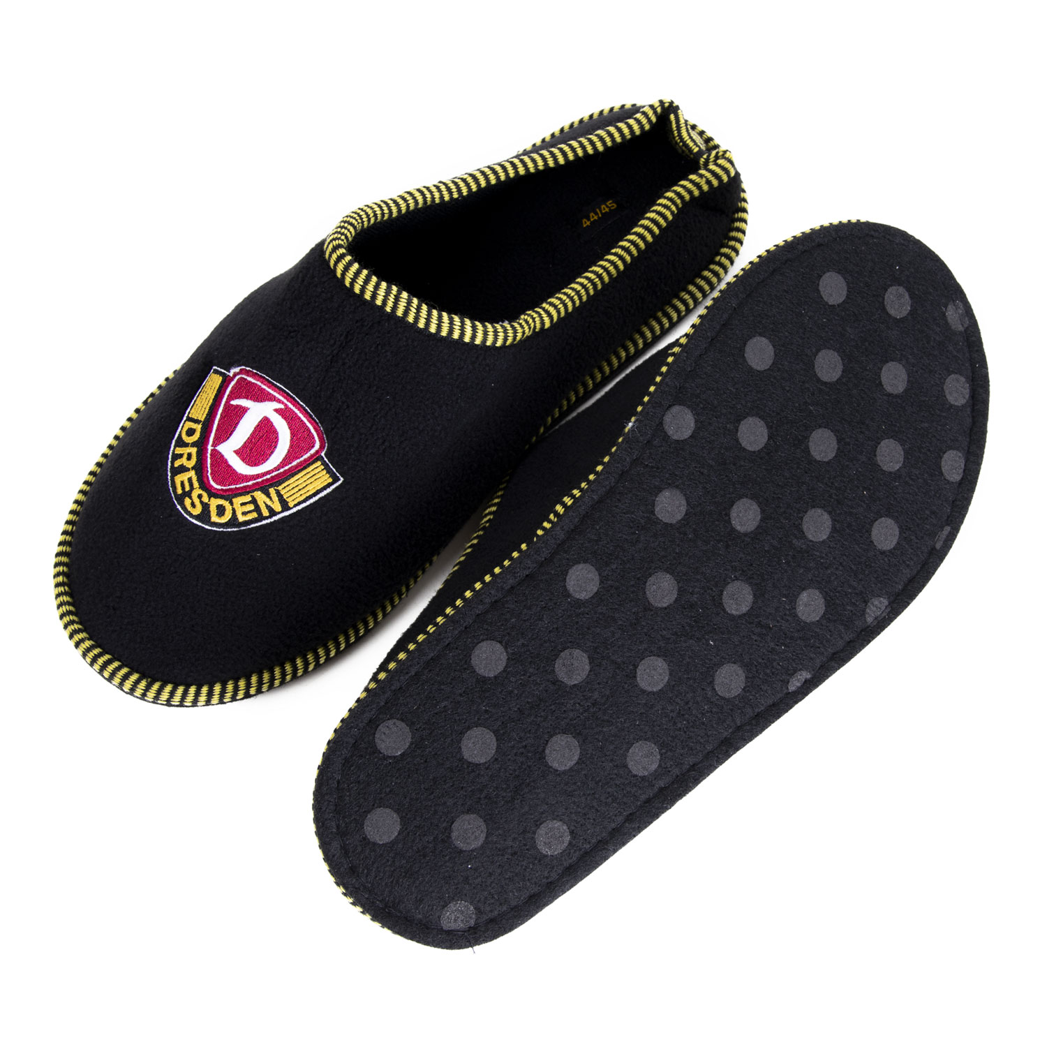 Hausschuhe Filz-Pantoffel schwarz-gelb