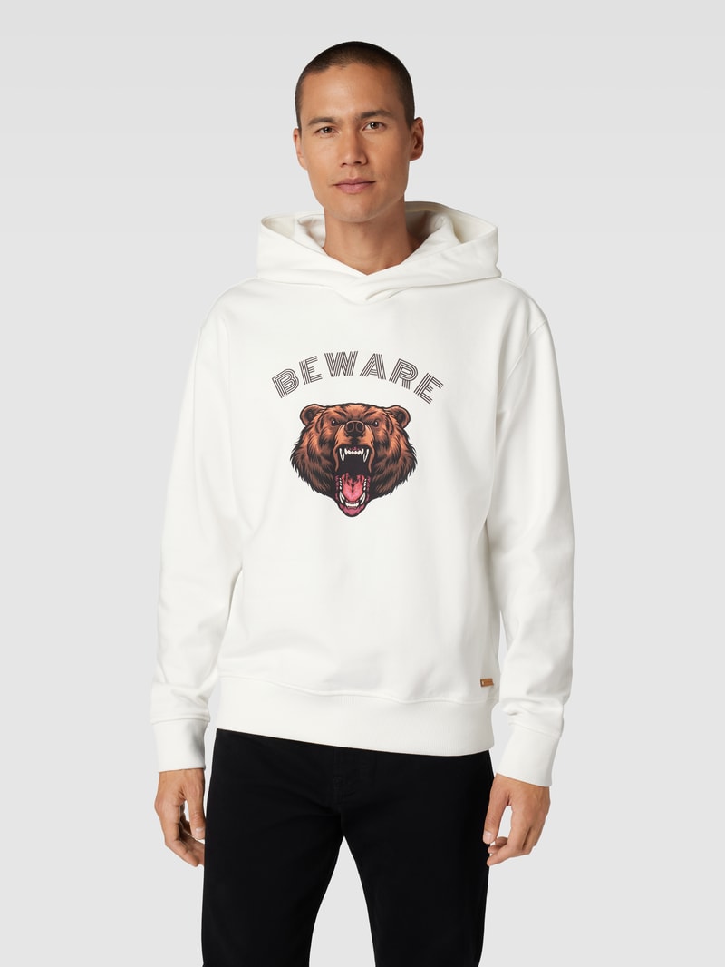 Hoodie mit Motiv-Print Modell 'Samson' in offwhite