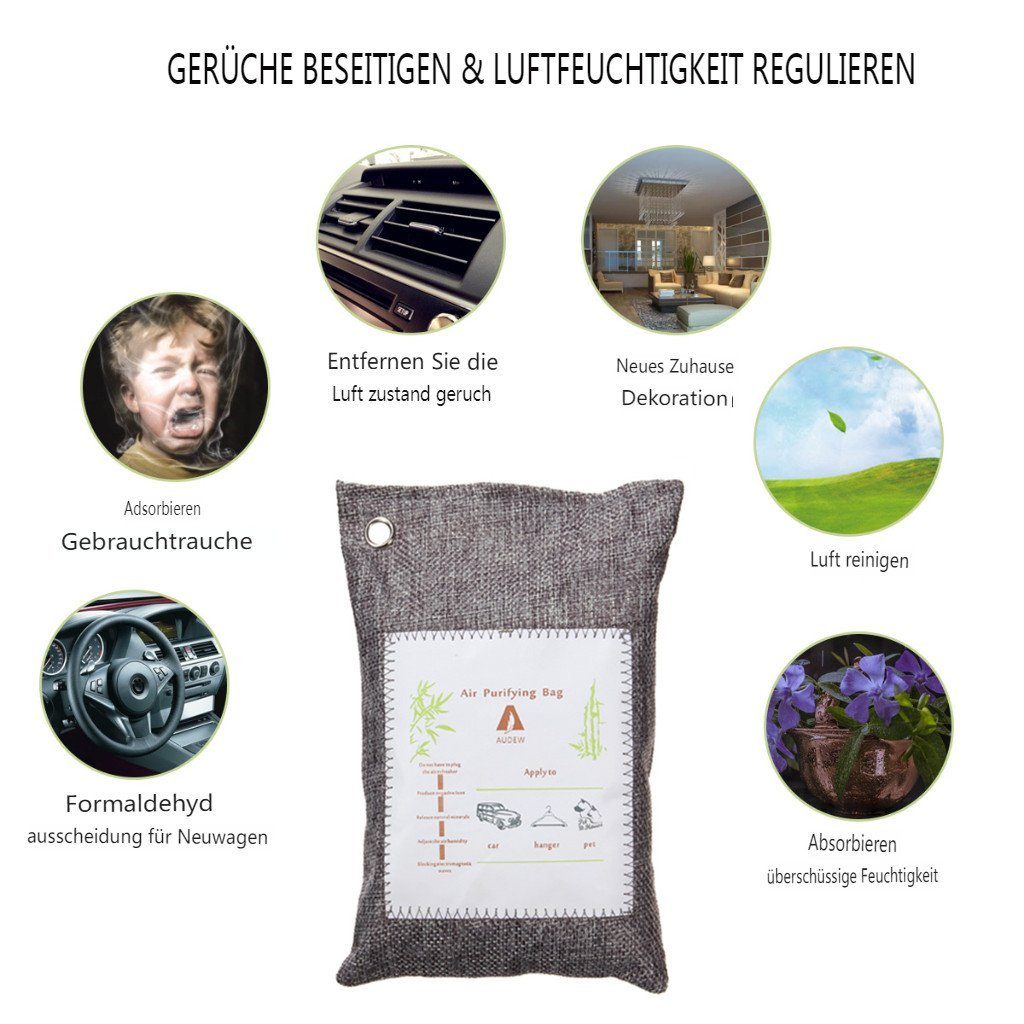 AUDEW Aktivkohlefilter, 2tlg Luftreinigungsbeutel aus Bambuskohle für Auto und Zuhause