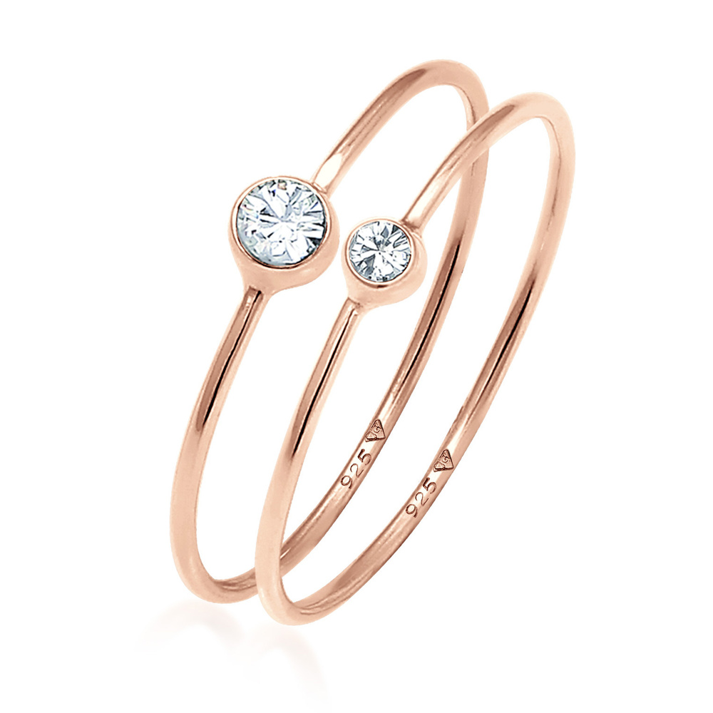 Elli Elli Bague Ensemble pour Femmes Élégant Basique avec Cristaux en Argent Sterling  Bague