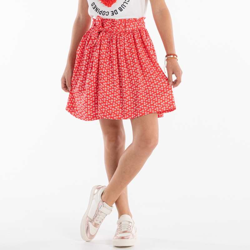 Jupe courte imprimée rouge fille