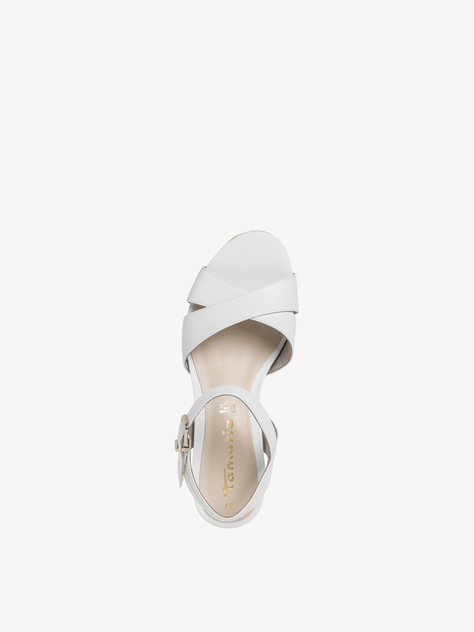 Sandale à talon en cuir - blanc