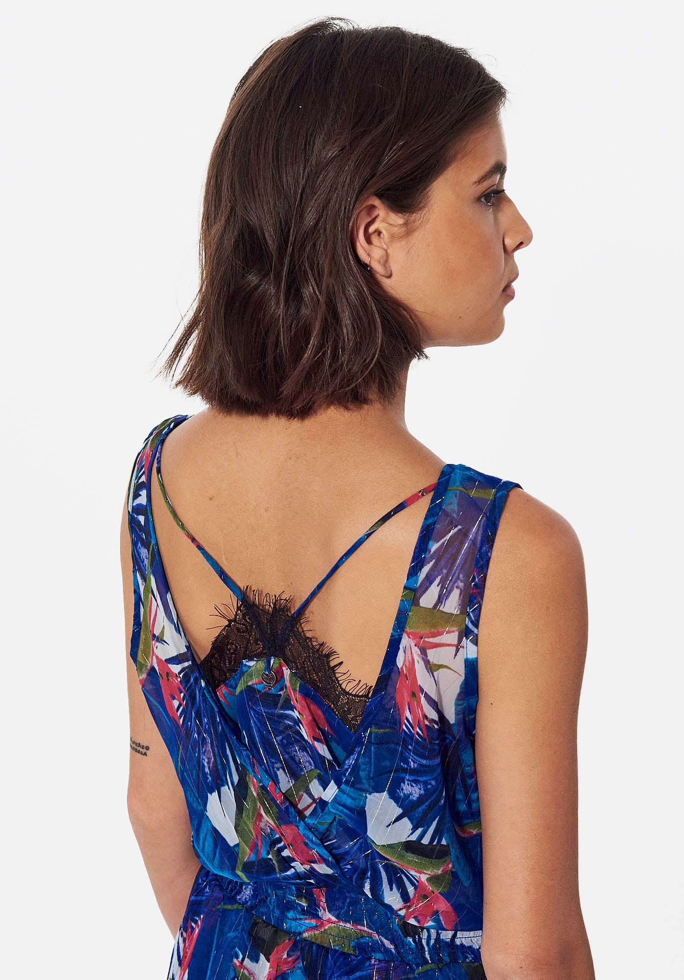 BAILE  Robe longue fleurie bleue Femme en 100% polyester recyclé