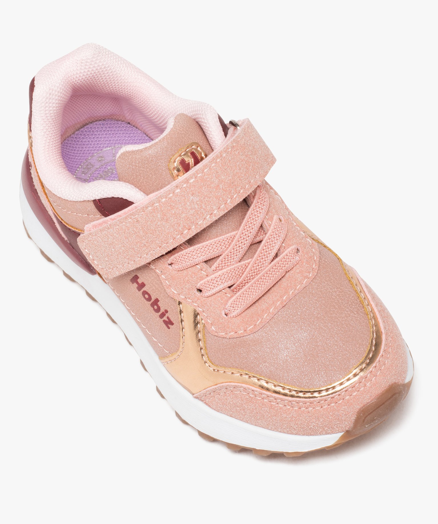 Baskets fille unies style running à scratch - Hobiz rose | GEMO