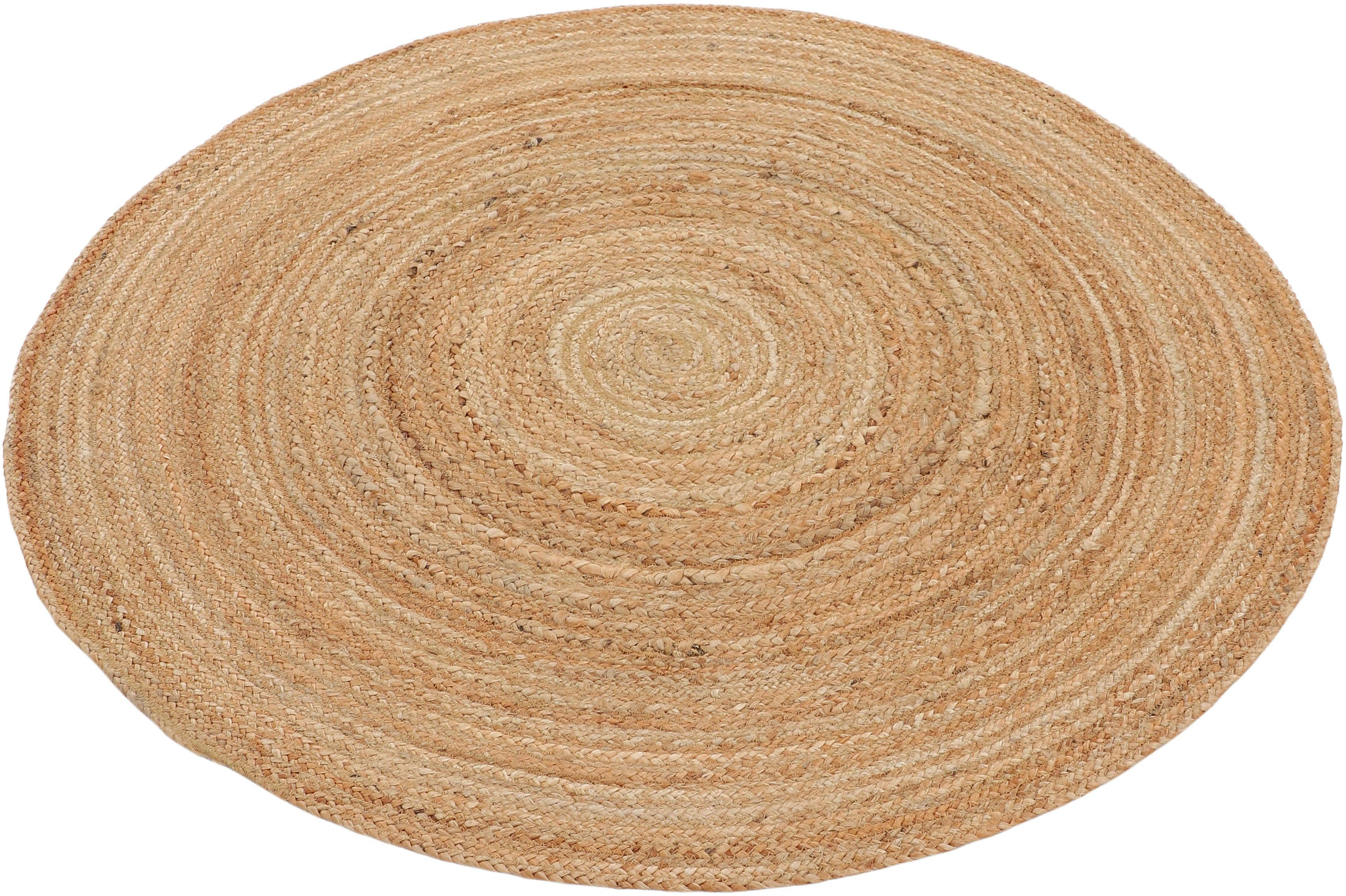 Teppich Nele Juteteppich Naturfaser, carpetfine, rund, Höhe: 6 mm, geflochtener Wendeteppich aus 100%Jute, in rund und oval, viele Größen