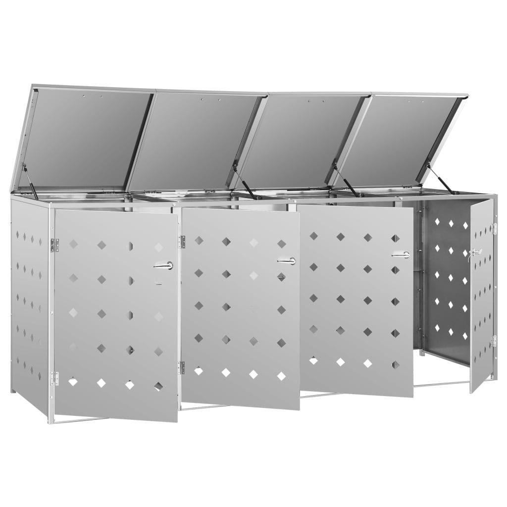 DOTMALL Mülltonnenbox Gartenbox 4 x 240L,Edelstahl, Mülltonnenverkleidung