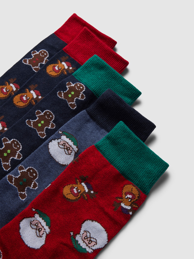 Socken mit Allover-Muster im 5er-Pack in marineblau