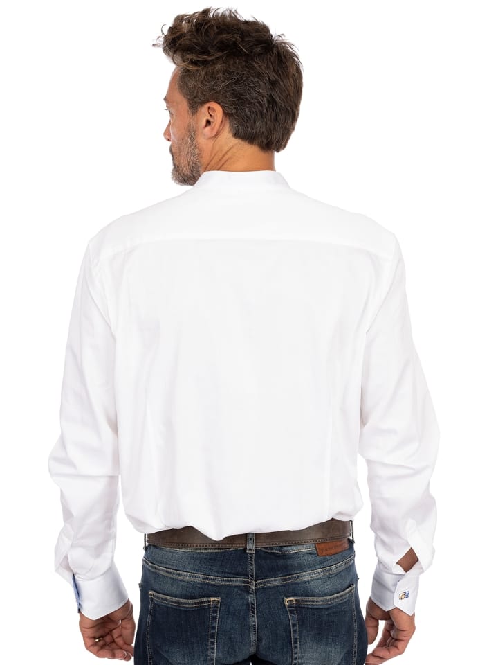 OS-Trachten Stehkragenhemd 420012-3334 in weiß-blau günstig kaufen XS