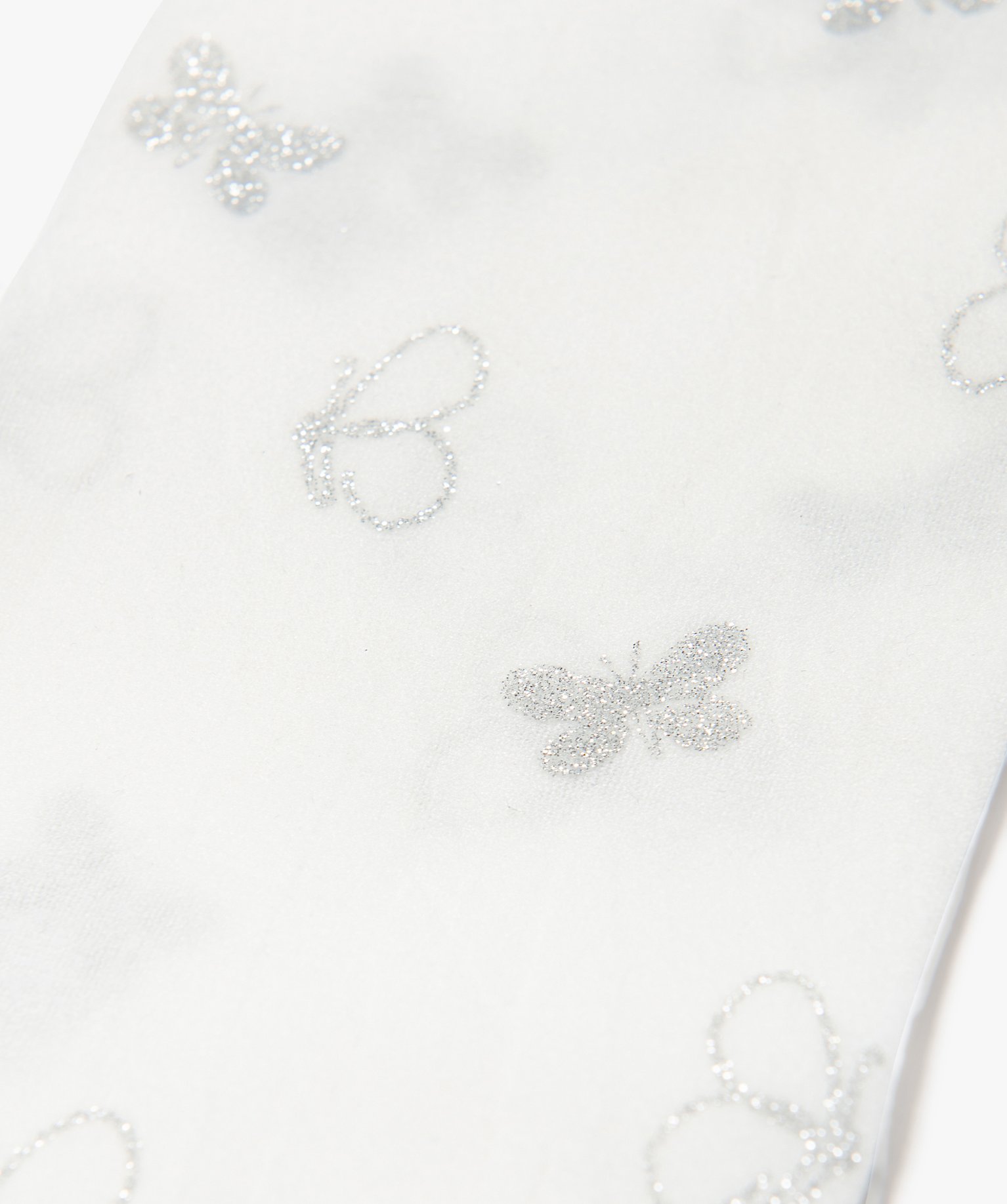 Collants fille semi-opaque à motifs papillons pailletés ecru | GEMO