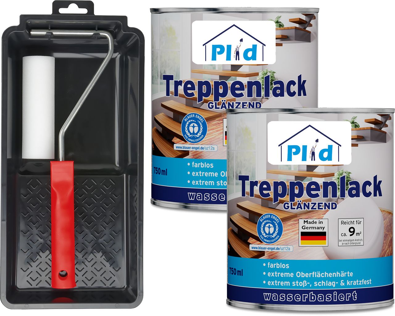 Plid Premium Treppenlack Treppensiegel Klarlack Holzsiegel Set Farblos - Glänzend