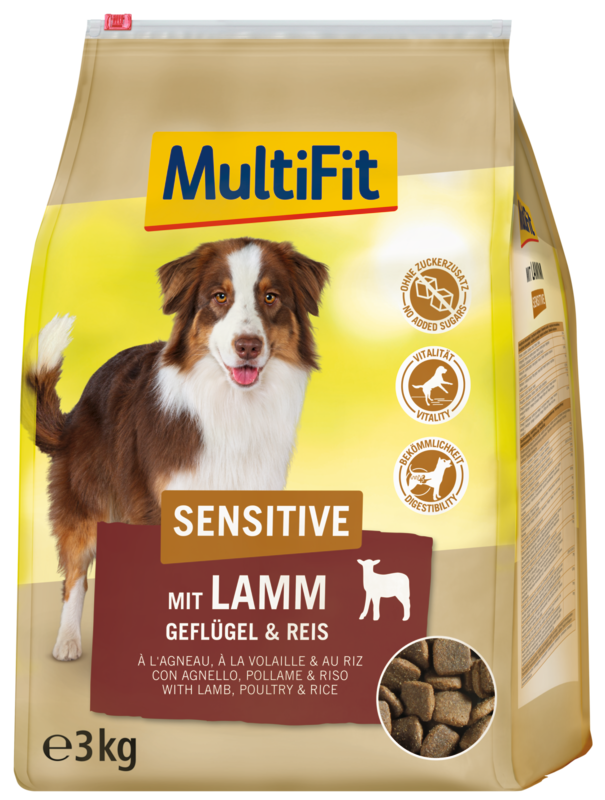 MultiFit Hundetrockenfutter MultiFit Sensitive Adult mit Lamm, Geflügel & Reis 3 kg