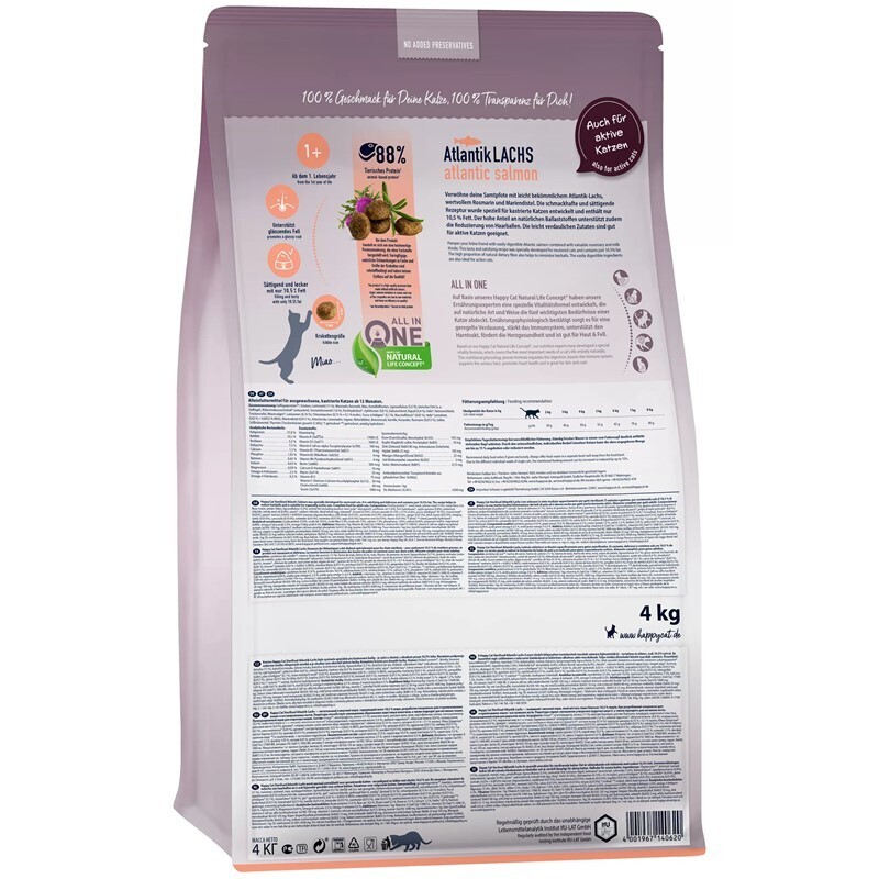 HAPPY CAT Trockenfutter HAPPY CAT Sterilised Adult Atlantik Lachs 10 kg