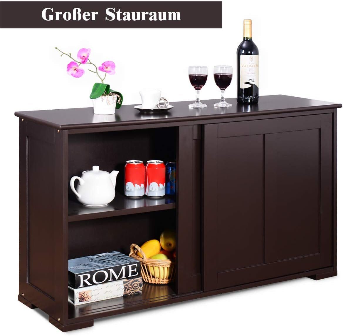 KOMFOTTEU Sideboard Küchenschrank Wohnzimmerregel, Farbewahl, (Braun)