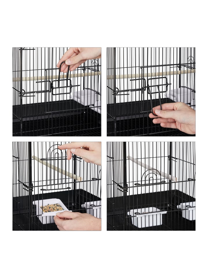 relaxdays Vogelkäfig in Schwarz - (B)55 x (H)146,5 x (T)50 cm günstig kaufen onesize