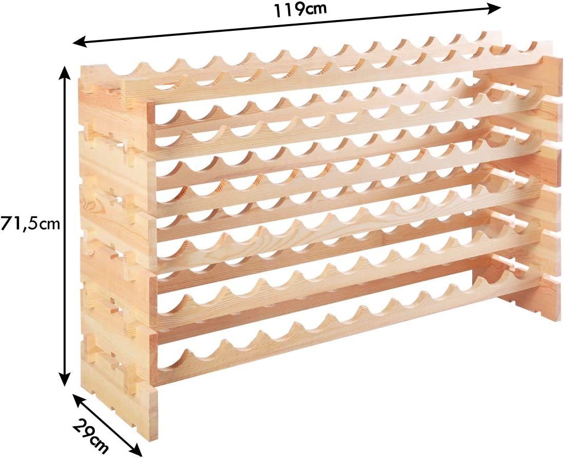 KOMFOTTEU Weinregal Weinschrank, aus Holz, 72 Flaschen Stapelbar erweiterbar