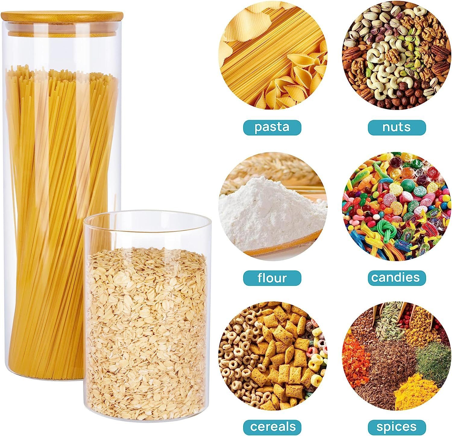 7Magic Vorratsglas Stapelbares und Luftdichtes Vorratsglas 3er Set, (Erhältlich in verschiedenen Größen, 3-tlg), Vorratsdosen, Kaffeedose, Keksdose mit Deckel