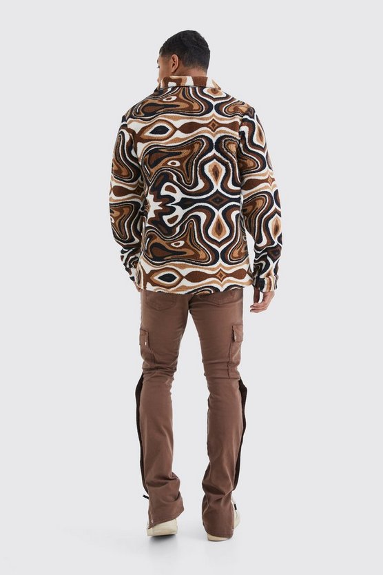 Borg-Overshirt mit abstraktem Print