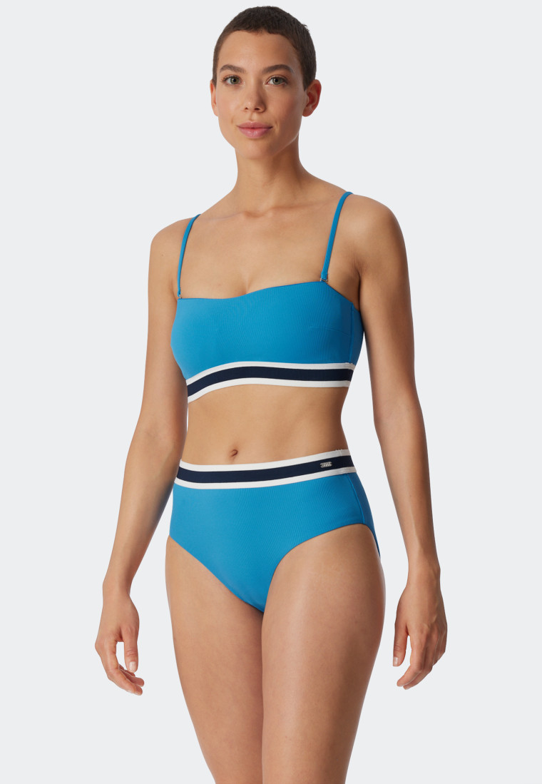 Bandeau Bikini-Set Softpads variable Träger Midi-Slip Ripp-Optik aquarium - Underwater