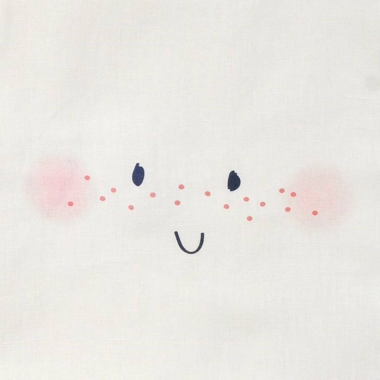 Bavoir élastiqué lin et coton bio* Happy Face beige