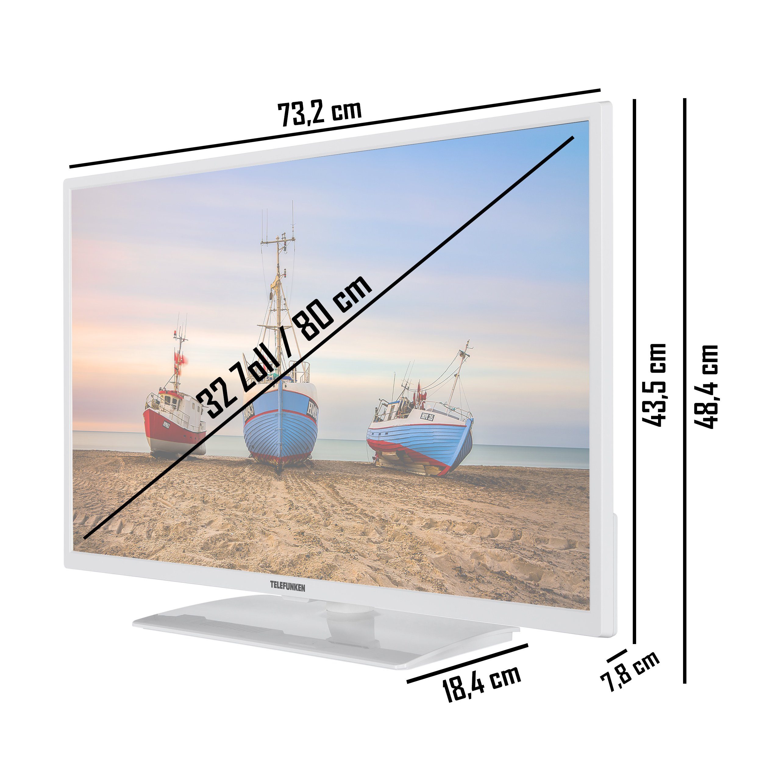 Telefunken XF32N550M-W LCD-LED Fernseher (80 cm/32 Zoll, Full HD, Triple-Tuner, USB-Mediaplayer, CL)