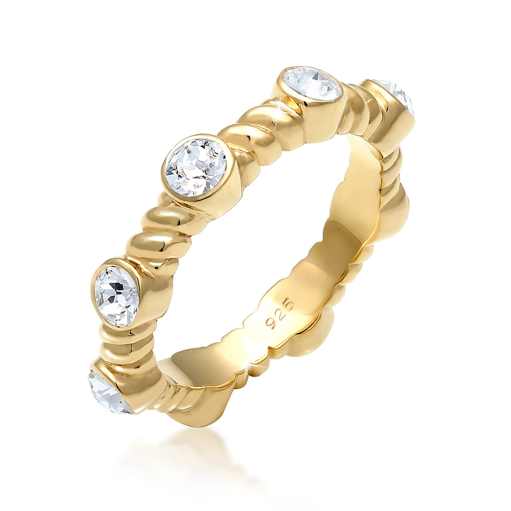 Elli PREMIUM Elli PREMIUM Bague Femmes Bande Torsadé Étincelant avec Cristaux en Argent Sterli Bague