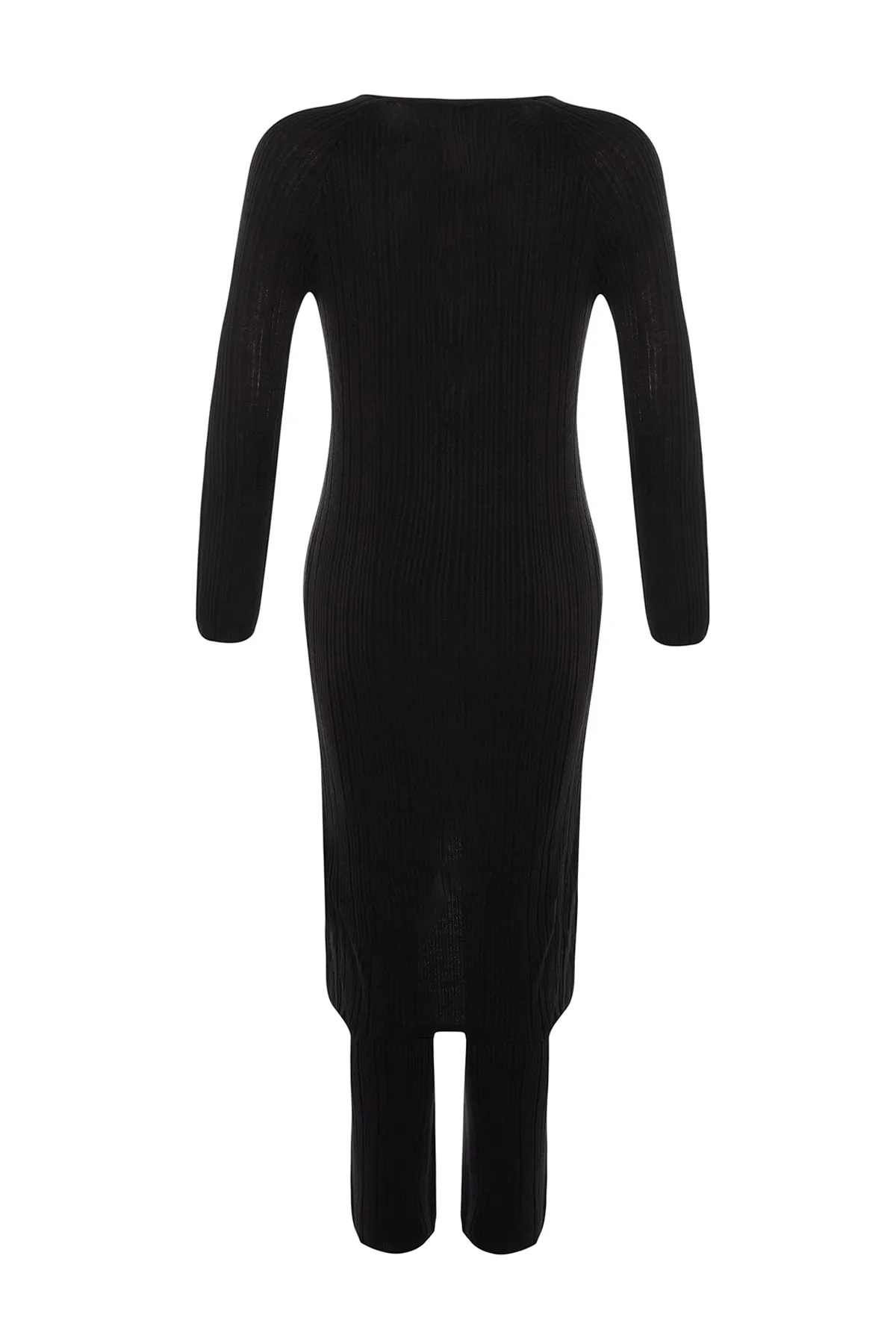 Trendyol Collection  Schwarzes Set aus Strickoberteil und -unterteil mit Schnürung und Strickjacke TWOAW23AU0002