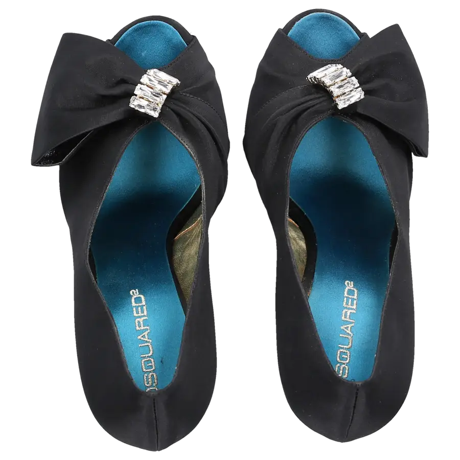 Dsquared2 - Peeptoes Kalbsleder Satin Kristallverzierung schwarz - schwarz